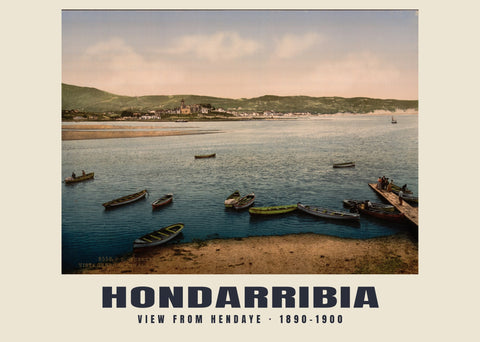 Widok z Hendaye, Hondarribia — 1890–1900 · Wydruk dawnego fotochromu