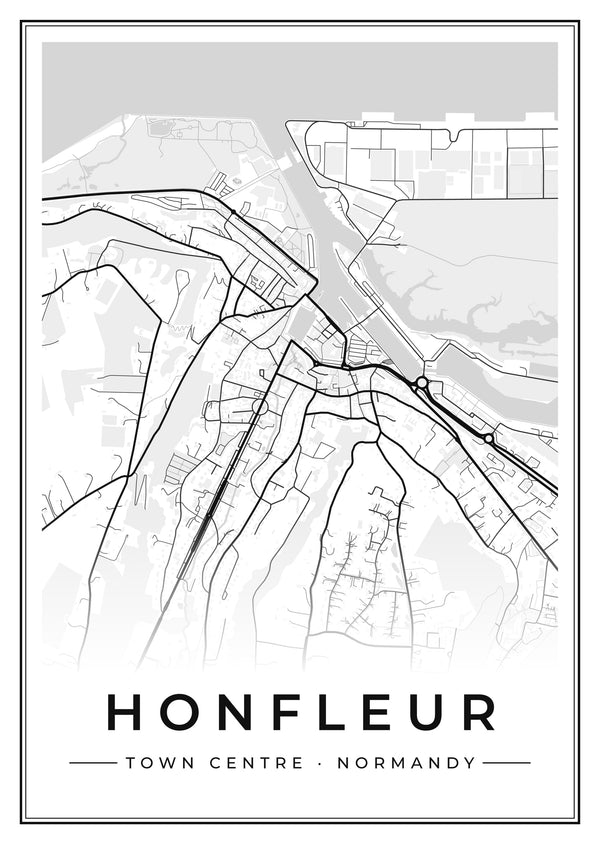 Honfleur Town Centre Street Map Poster