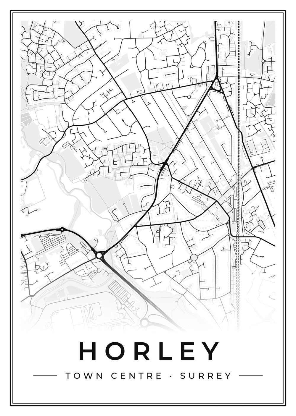 Horley Town Centre Street Map Poster