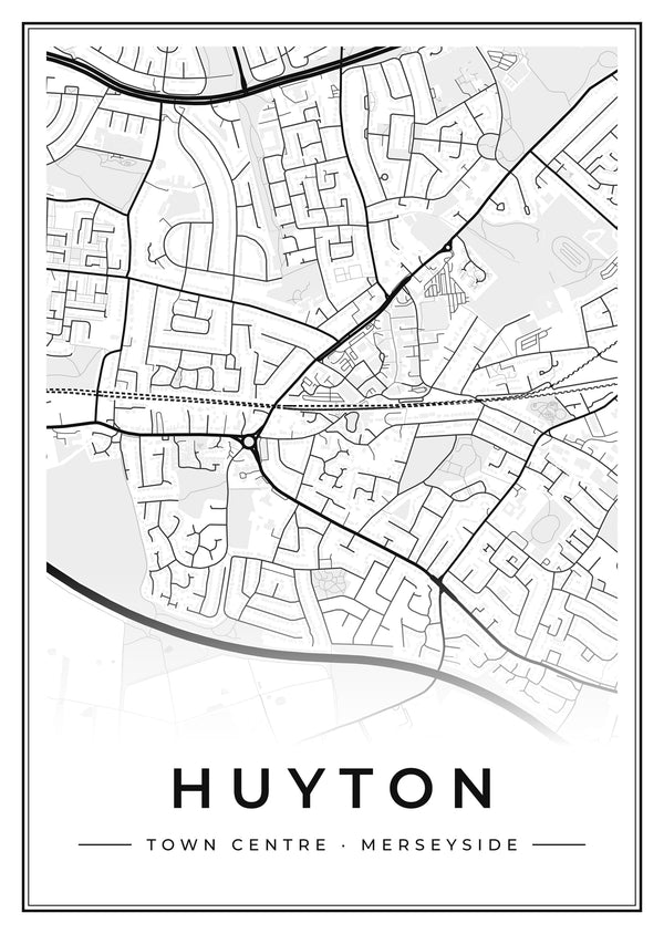Huyton Town Centre Street Map Poster
