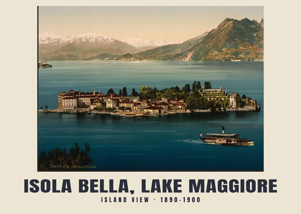 Vue de l’île, Isola Bella, Lake Maggiore — 1890–1900 · Tirage photochrome ancien