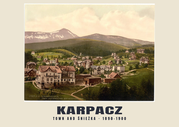 Stad en Śnieżka, Karpacz — 1890–1900 · Historische fotochroomprint