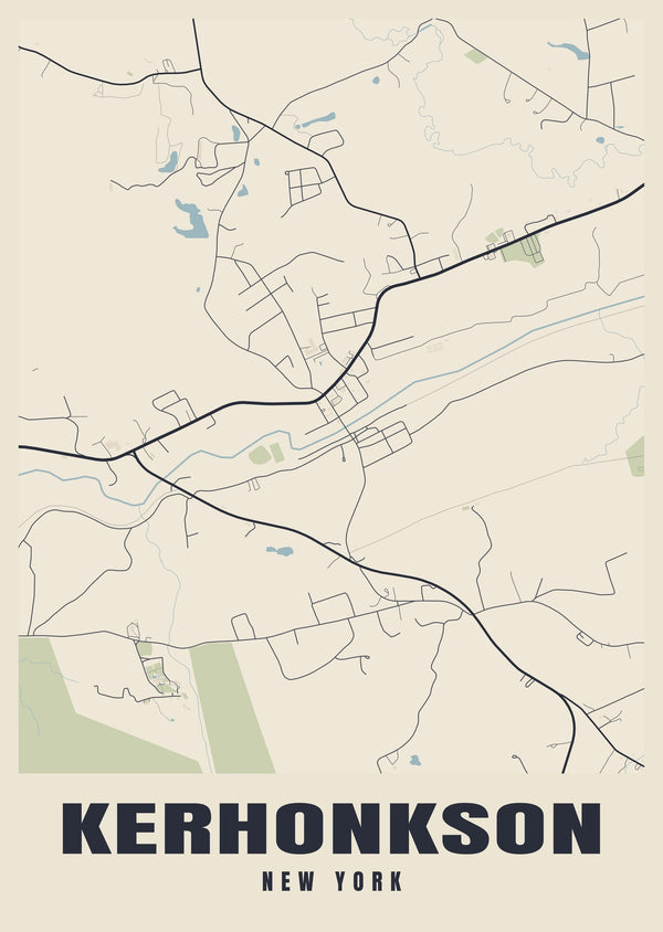 Kerhonkson Street Map Poster