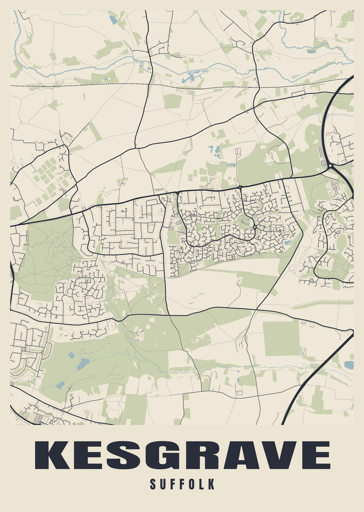 Kesgrave Street Map Poster
