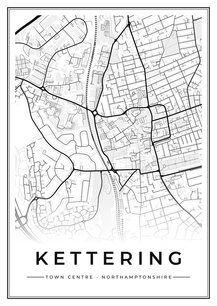 Kettering Town Centre Street Map Poster