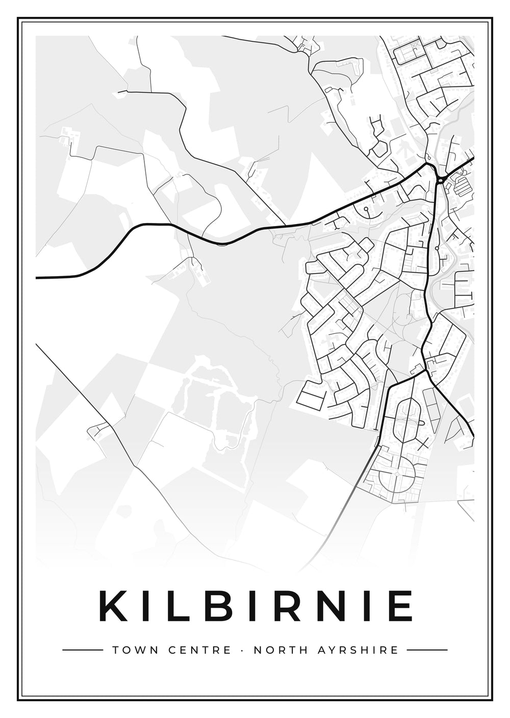 Kilbirnie Town Centre Street Map Poster