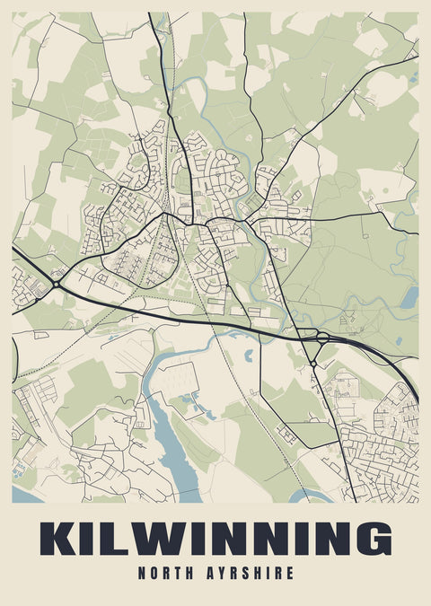 Kilwinning Street Map Poster
