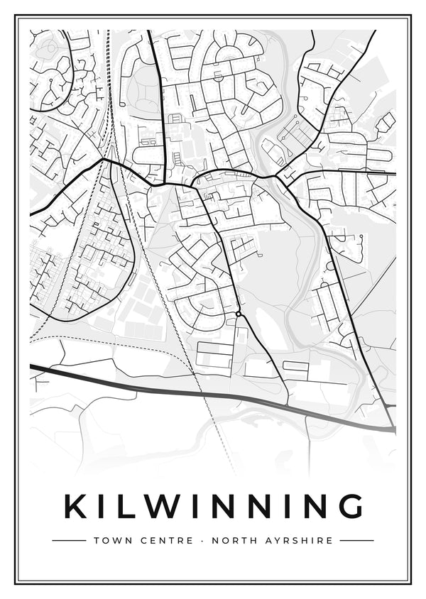 Kilwinning Town Centre Street Map Poster
