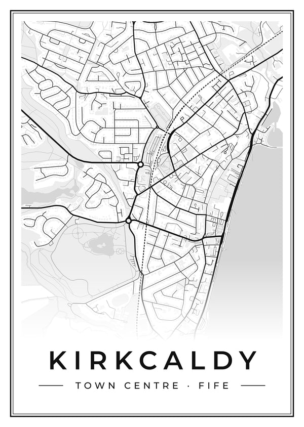 Kirkcaldy Town Centre Street Map Poster
