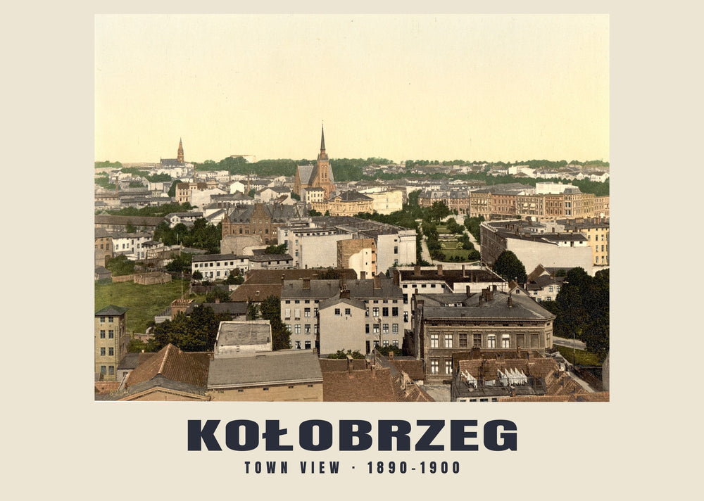 Vue de la ville, Kołobrzeg — 1890–1900 · Tirage photochrome ancien