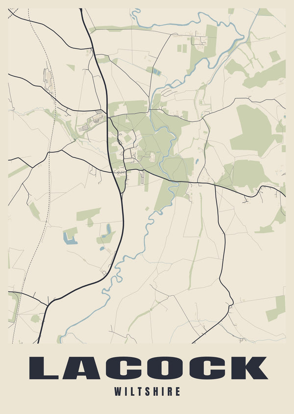 Lacock Street Map Poster