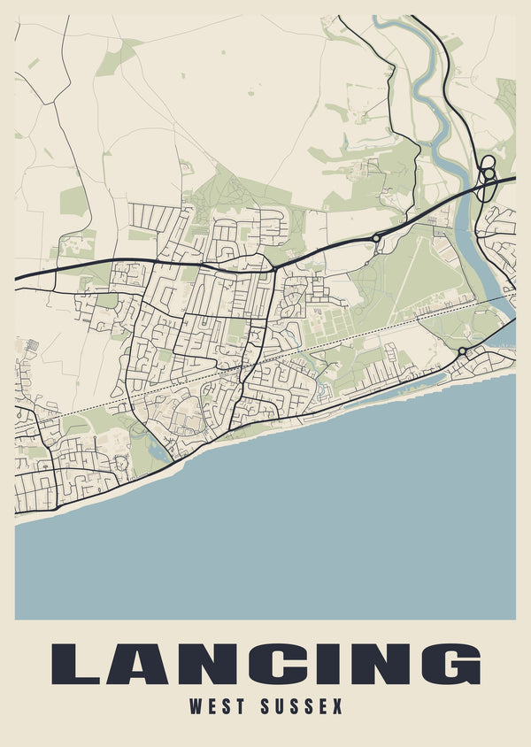 Lancing Street Map Poster