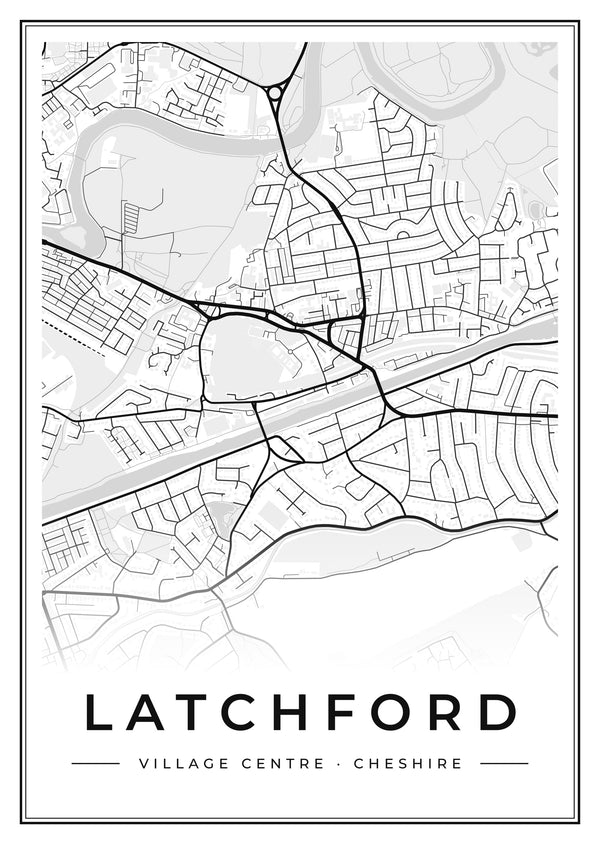 Latchford Village Centre Street Map Poster