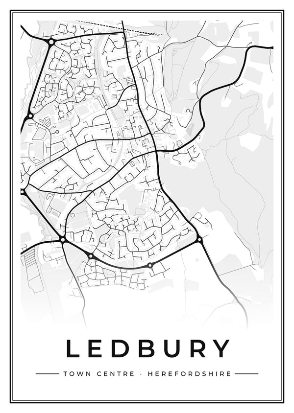 Ledbury Town Centre Street Map Poster