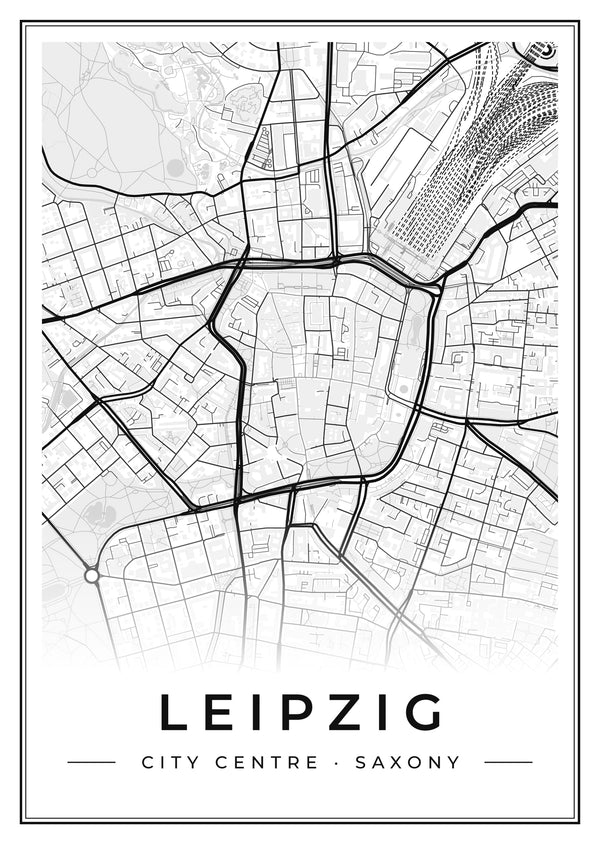 Leipzig City Centre Street Map Poster