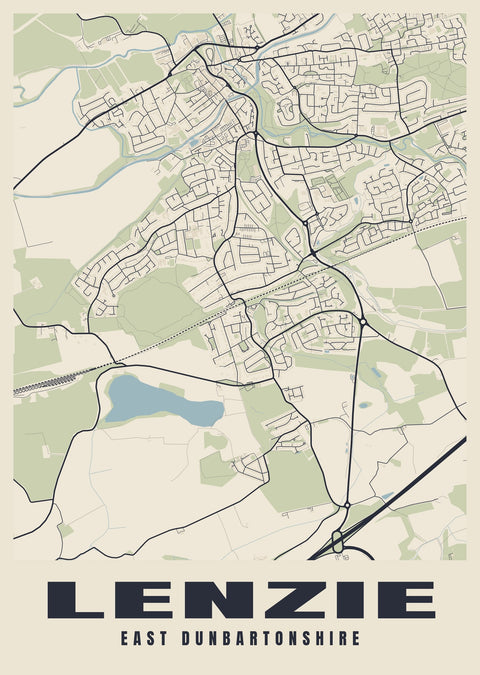 Lenzie Street Map Poster
