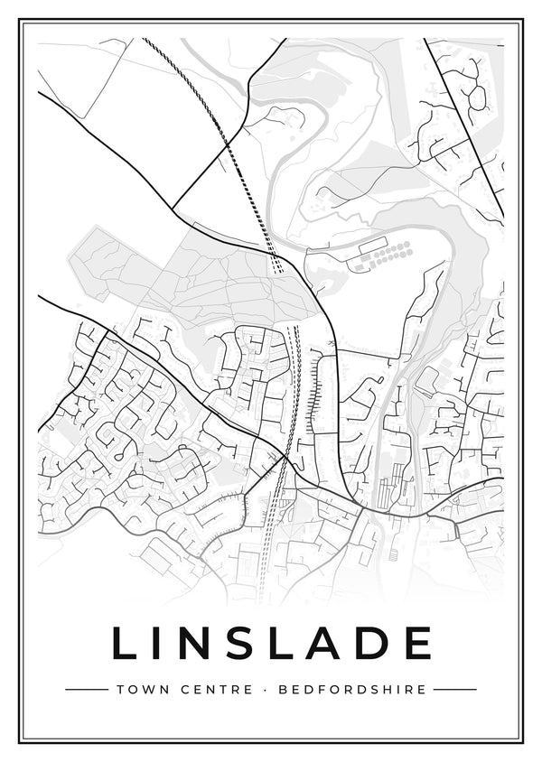 Linslade Town Centre Street Map Poster