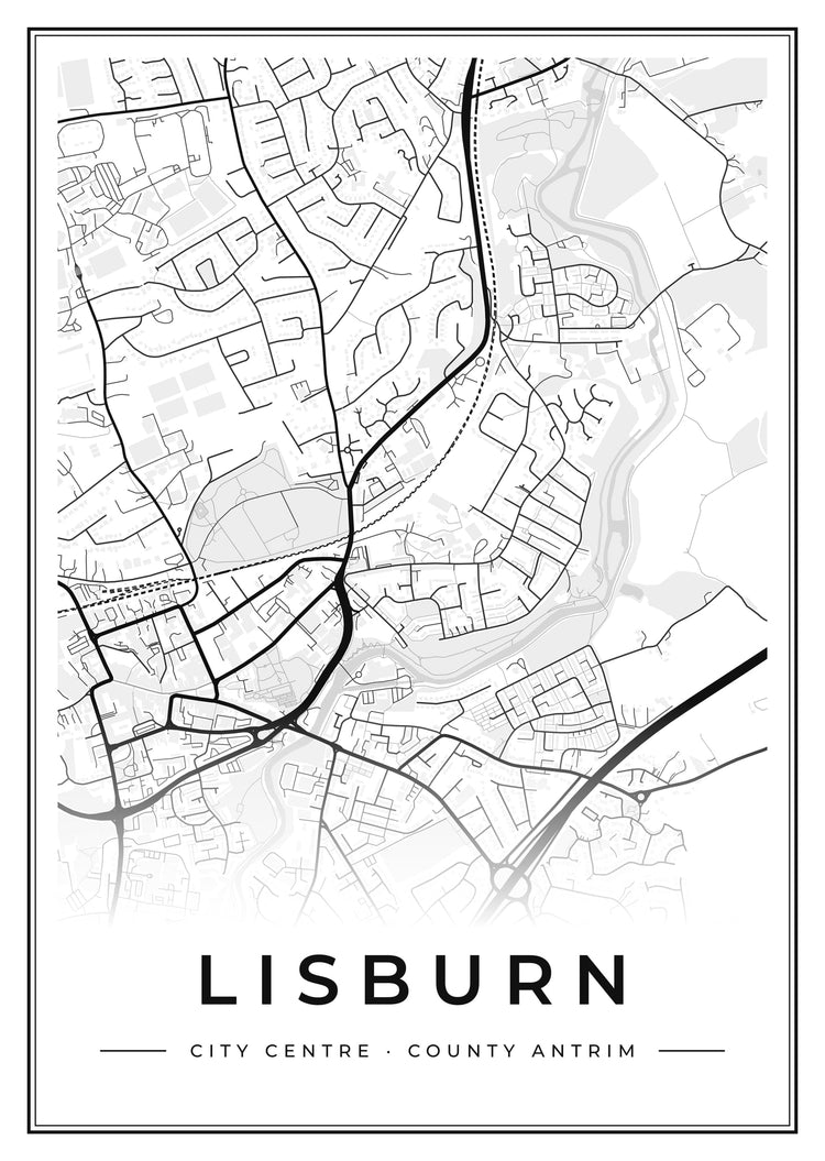 Lisburn City Centre Street Map Poster