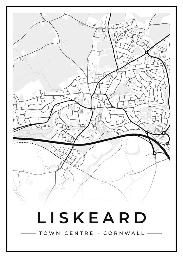 Liskeard Town Centre Street Map Poster
