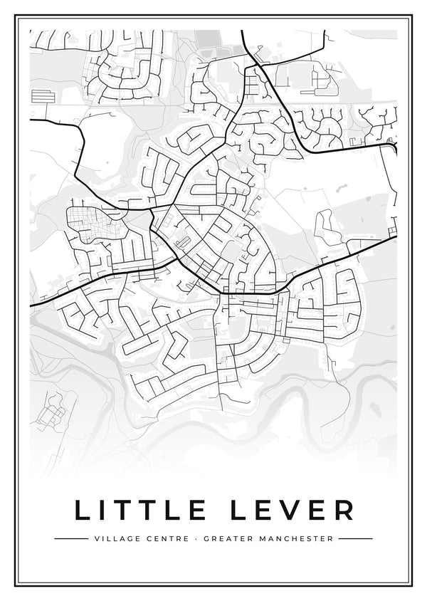 Little Lever Village Centre Street Map Poster