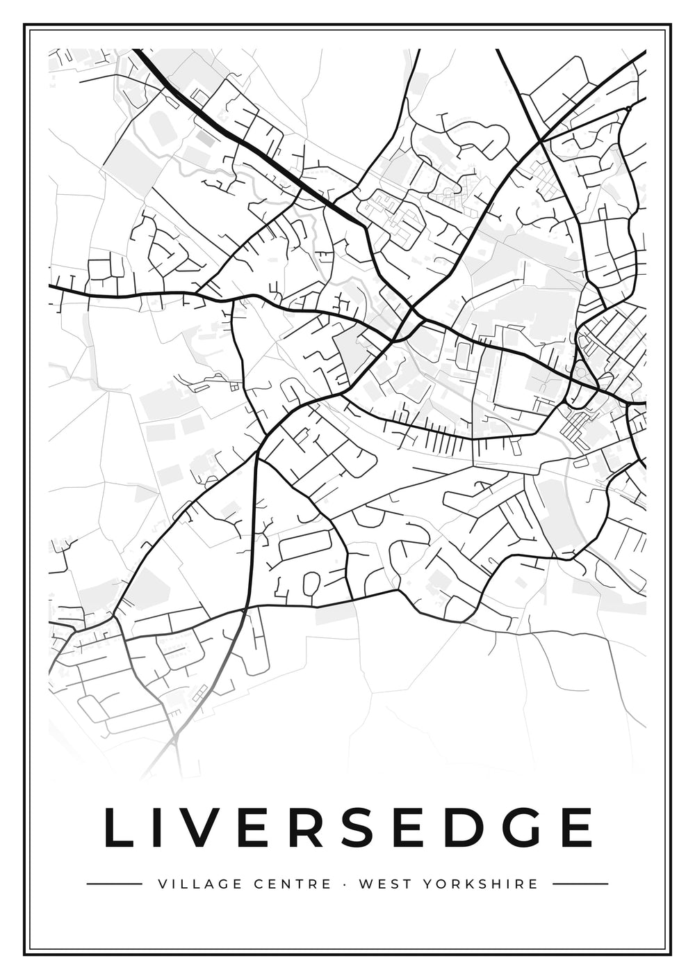 Liversedge Village Centre Street Map Poster