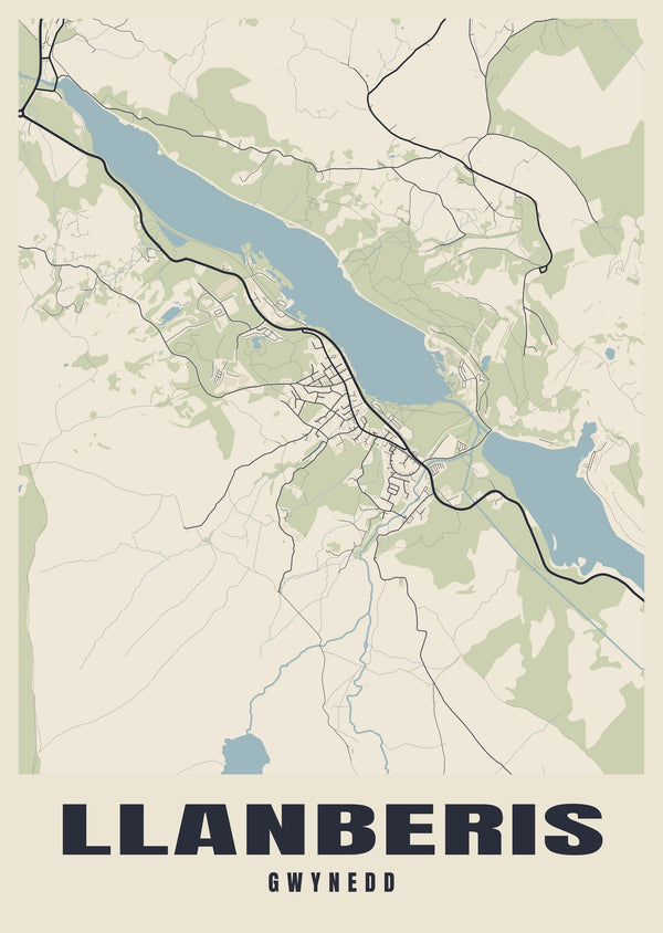 Llanberis Street Map Poster