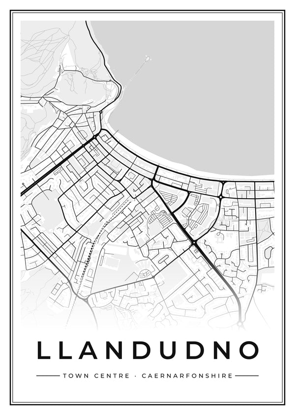 Llandudno Town Centre Street Map Poster