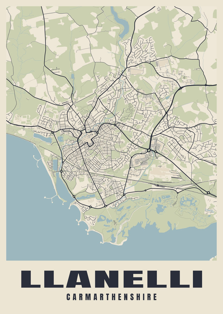 Llanelli Street Map Poster
