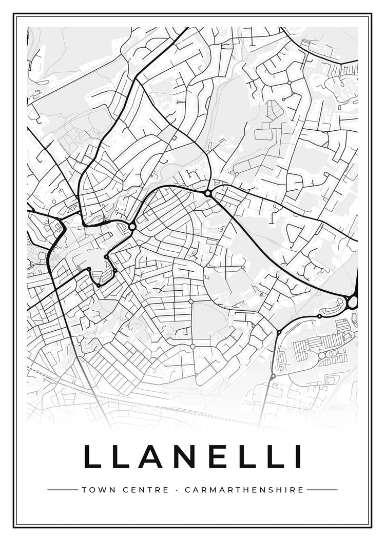 Llanelli Town Centre Street Map Poster
