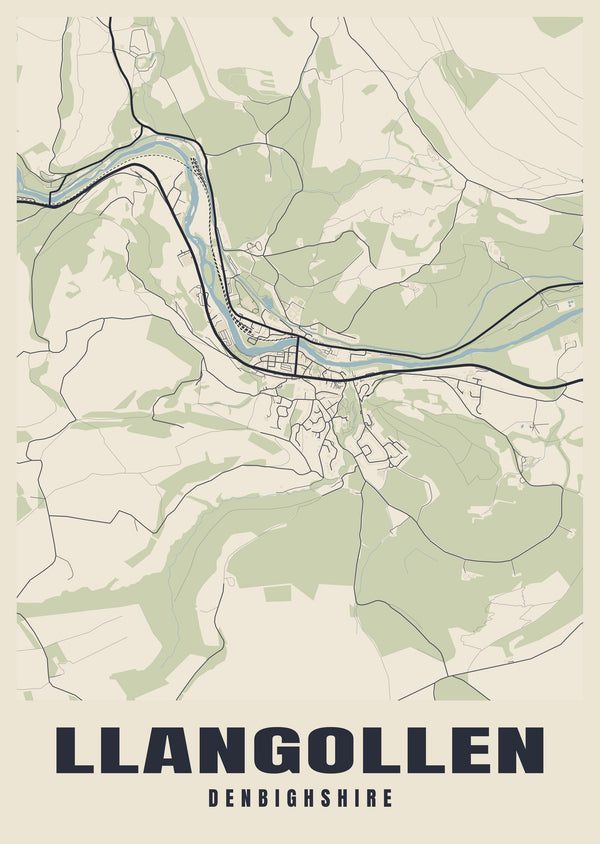 Llangollen Street Map Poster