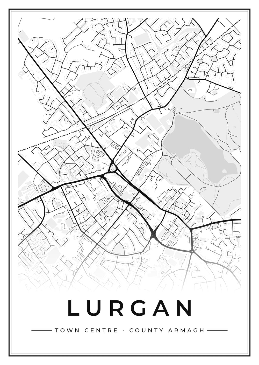 Lurgan Town Centre Street Map Poster