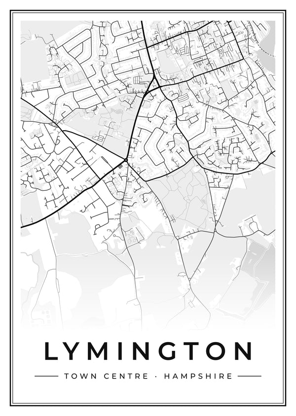 Lymington Town Centre Street Map Poster