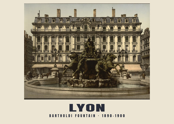 Bartholdi Fountain, Lyon — 1890–1900 · Vintage photochrom print