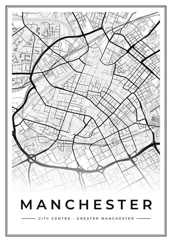Manchester City Centre Street Map Poster