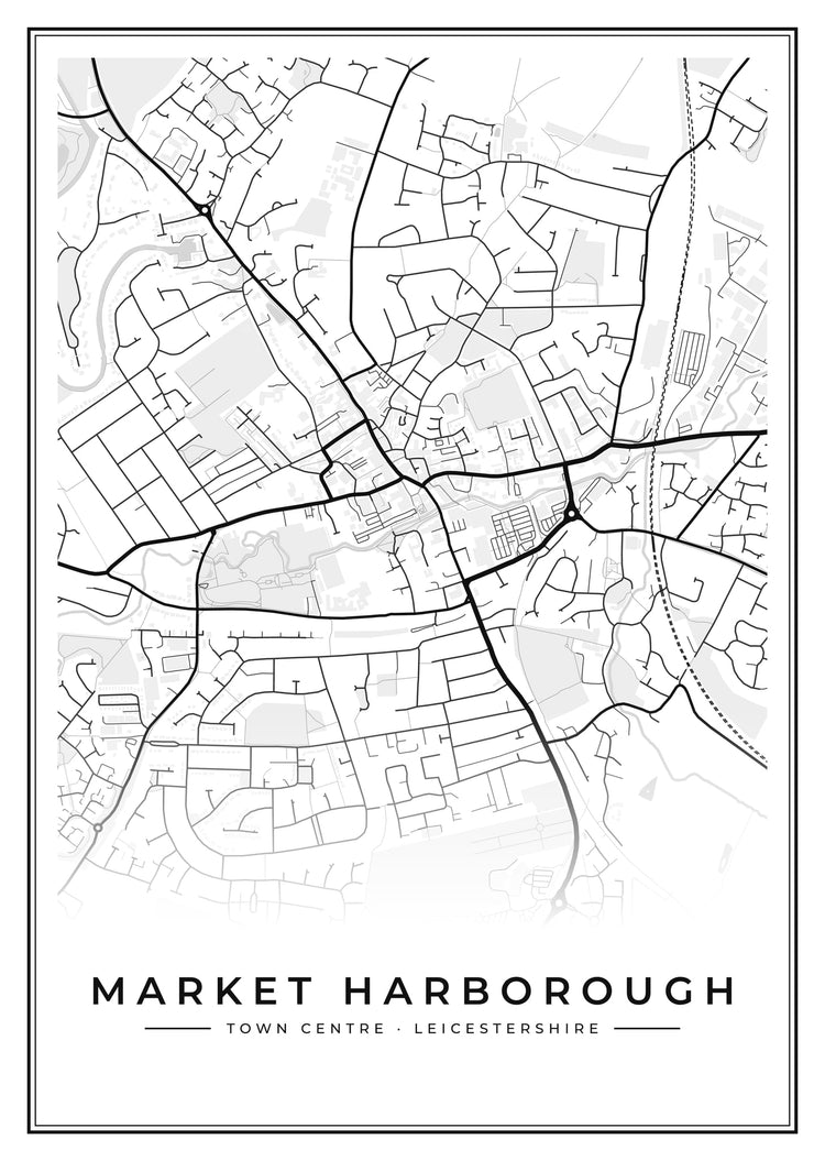 Market Harborough Town Centre Street Map Poster