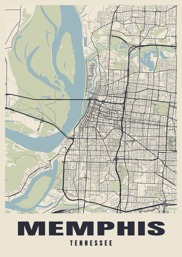 Memphis Street Map Poster