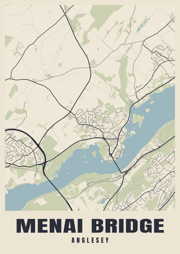 Menai Bridge Street Map Poster