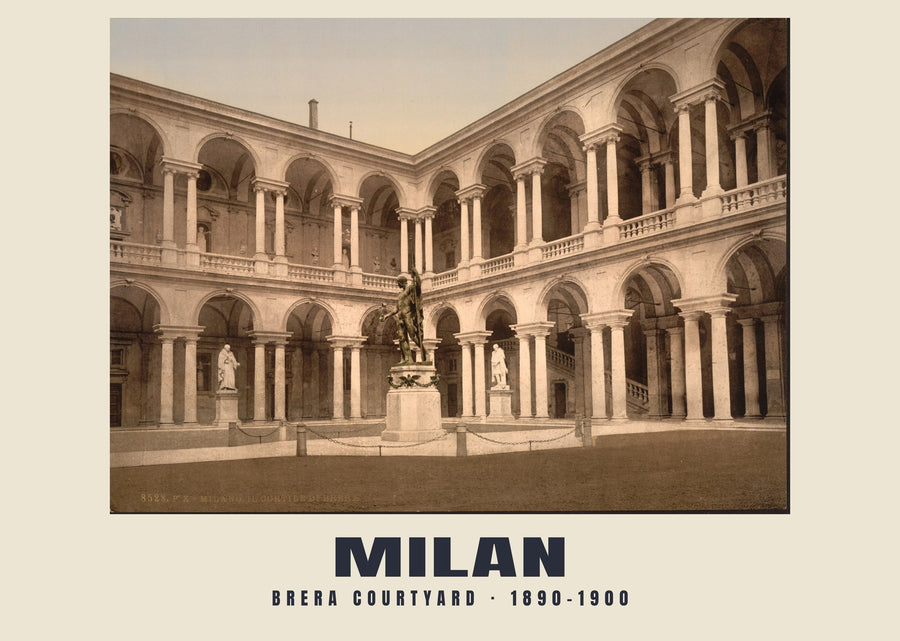 Brera Courtyard, Milan — 1890–1900 · Vintage photochrom print