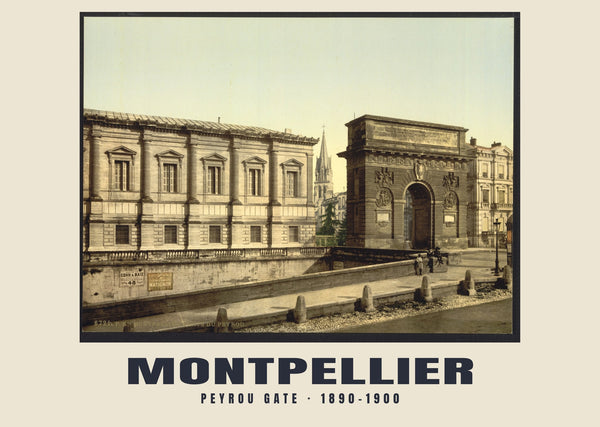 Peyrou Gate, Montpellier — 1890–1900 · Vintage photochrom print