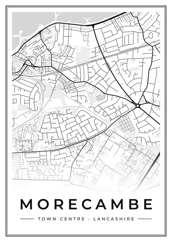 Morecambe Town Centre Street Map Poster