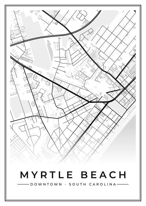 Myrtle Beach Downtown Street Map Poster