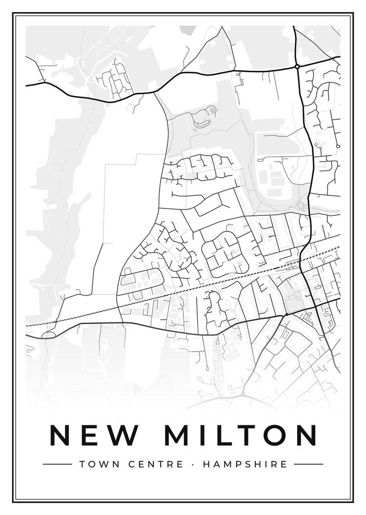 New Milton Town Centre Street Map Poster