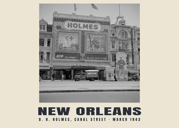 D. H. Holmes, Canal Street, New Orleans — mars 1943 · Tirage photographique historique