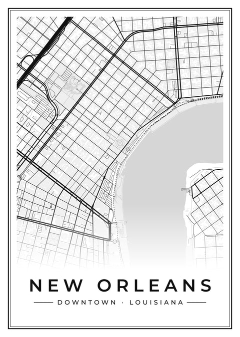 New Orleans Downtown Street Map Poster