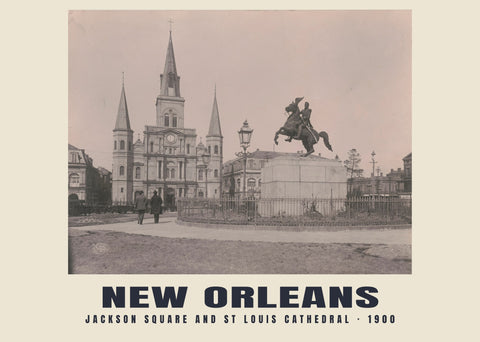 Jackson Square en St. Louis-kathedraal, New Orleans — 1900 · Historische fotoprint