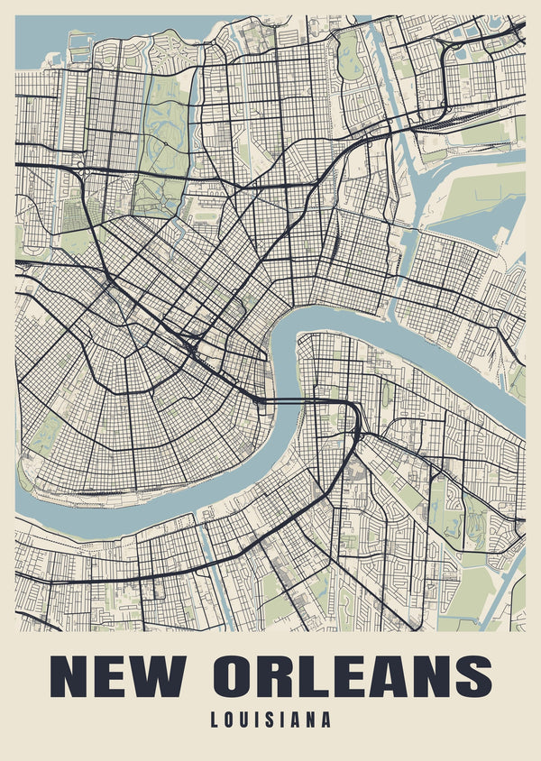 New Orleans Street Map Poster