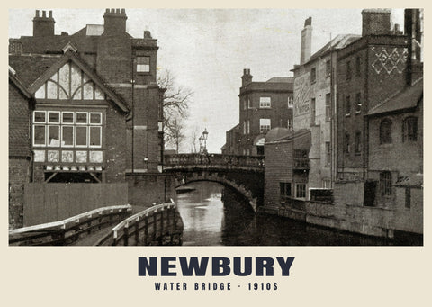 Water Bridge, Newbury, Heritage Print z lat 1910.