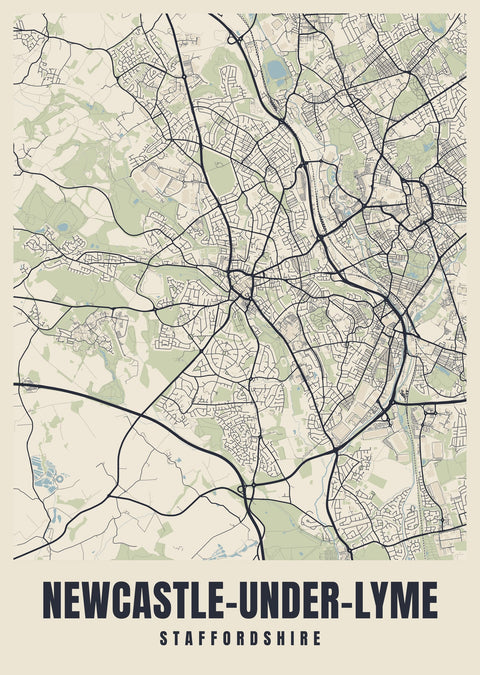 Newcastle-under-Lyme Street Map Poster