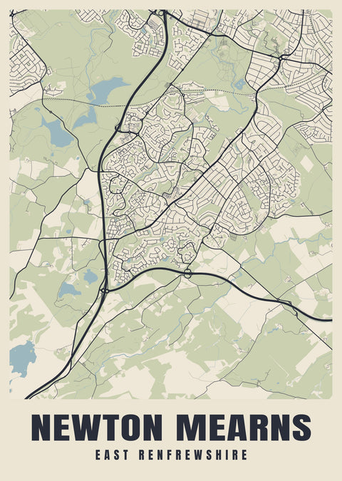 Newton Mearns Street Map Poster