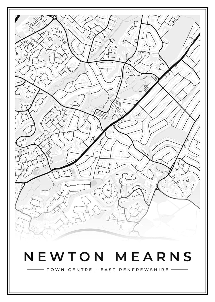 Newton Mearns Town Centre Street Map Poster